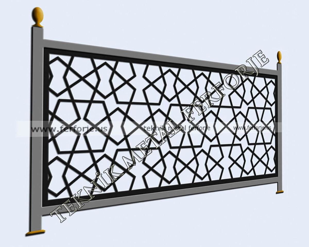 Lazer Kesim Altın Başlıklı Balkon Korkuluğu